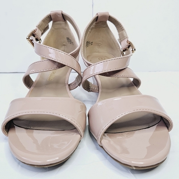 Dream Pairs Jones Womens Open Toe Low Heel Wedge Sandals Nude Patent Leather sz5 - Picture 3 of 8